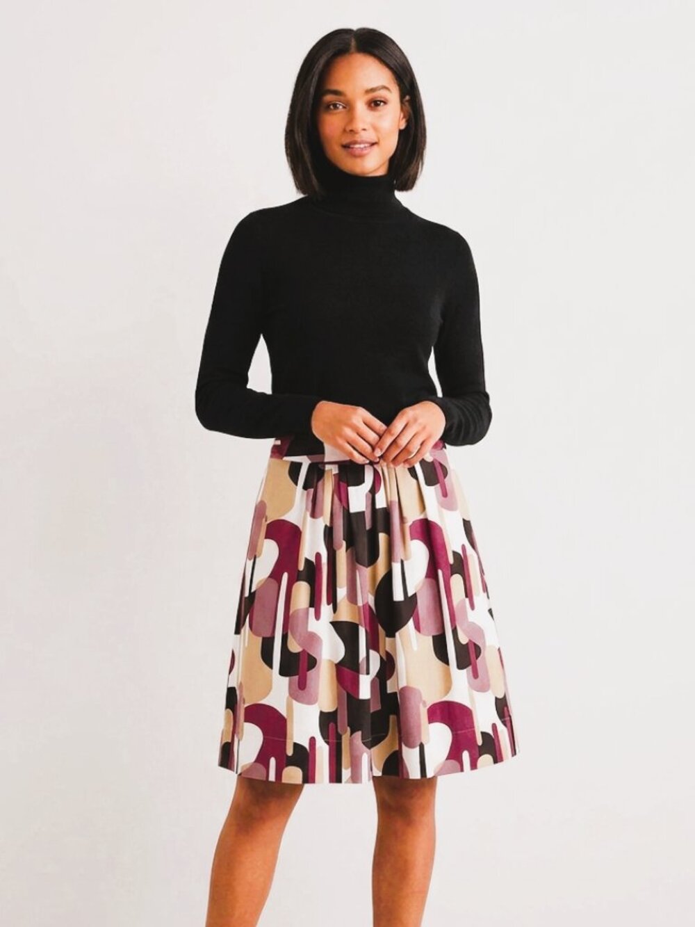 Mexx Purple and Tan Viscose Patterned Skirt